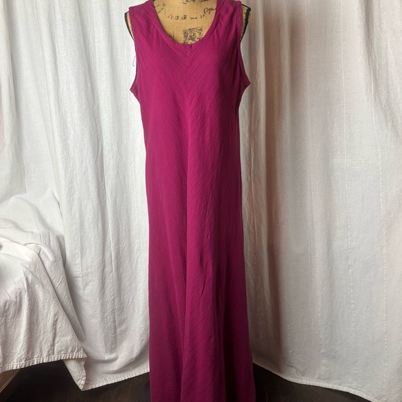 Eileen Fisher Dresses & Skirts - Eileen Fisher Sleeveless Maxi Dress Linen Blend Crepe Lagenlook Raspberry Sz XL